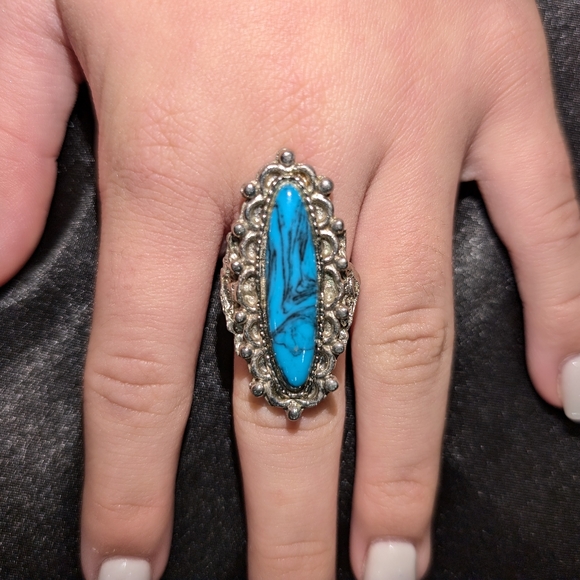 Silver and turquoise ring - Picture 2 of 2